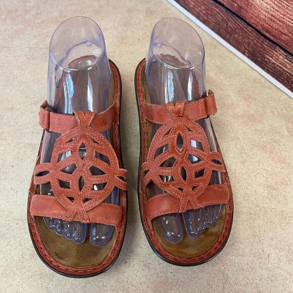 Naot Leather Adjustable Heeled Sandals in Rust - Picture 3 of 12